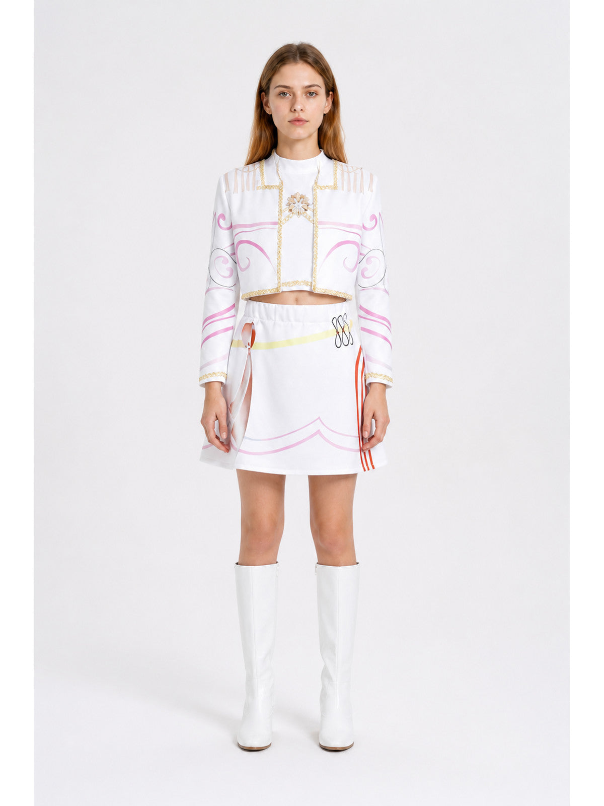 Children's White-and-Pink Costume with Jacket and Skirt main product view