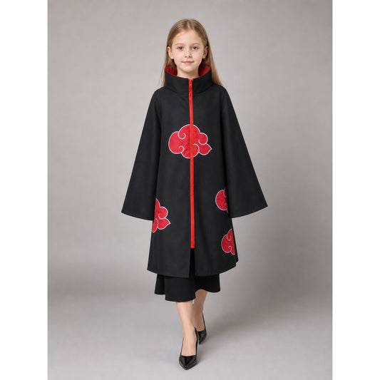 Black Cloak with Red Clouds for Cosplay