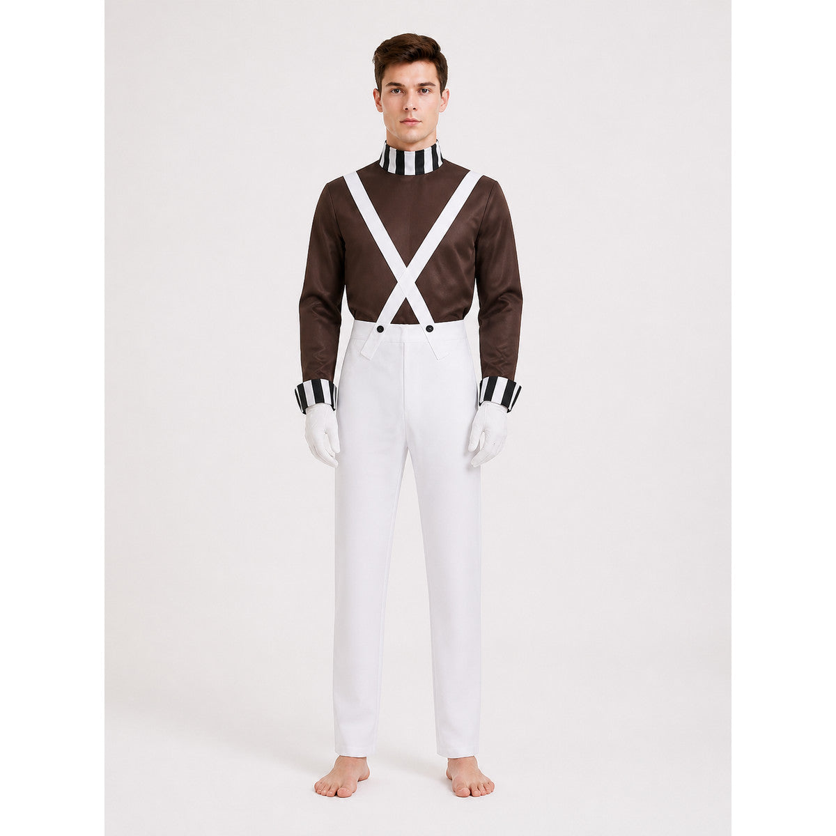Halloween costume with jumpsuit and gloves