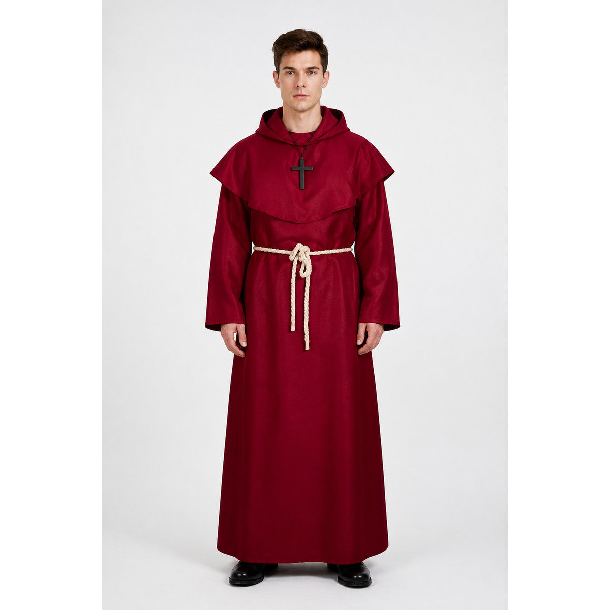 Red Monk's Robe with Hood and Cross main product view