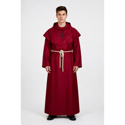 Red Monk's Robe with Hood and Cross main product view