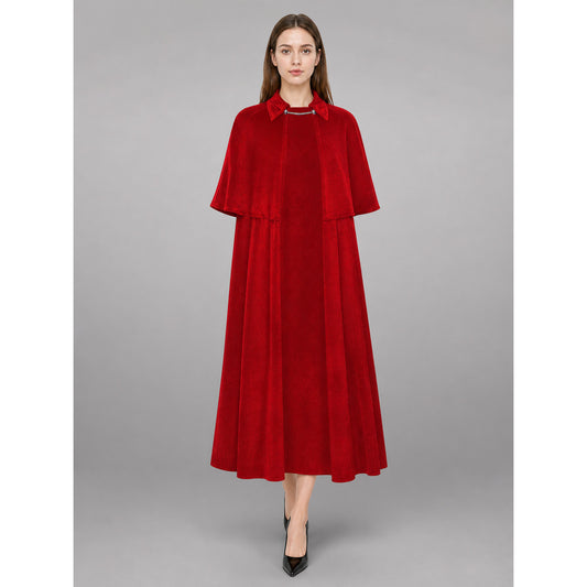 Red Costume Cloak, Long, with High Collar