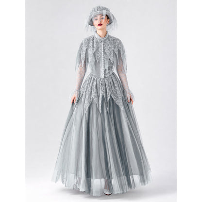 Gothic Halloween costume with dress and veil