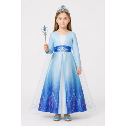Elsa Costume, Long Dress with Cape and Crown main product view