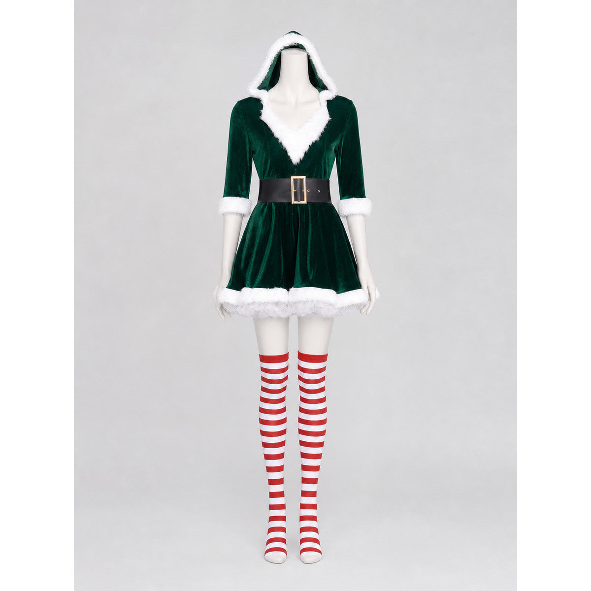 New Year's costume with a green dress and hat