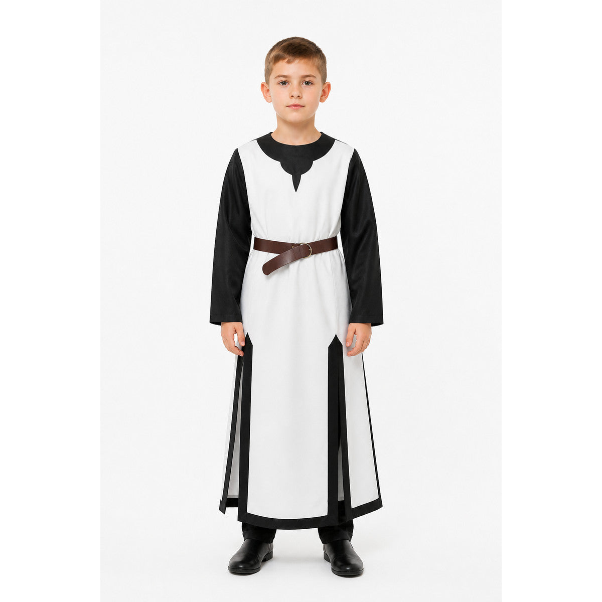 Black and White Medieval Robe with Belt for Halloween main product view