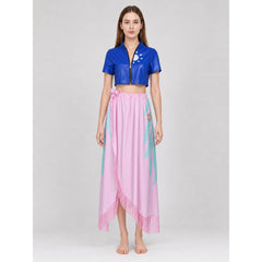 Nico Robin One Piece Cosplay Costume for Women – Blue Cropped Zip-Up Top & Pink Fringe Skirt