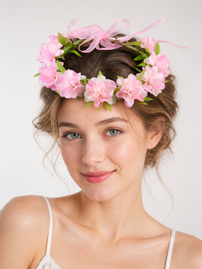 Halloween Carnival Headband with Pink Flowers main product view