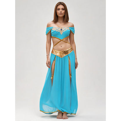 Sky Blue Princess-Style Dress for Carnival and Party on-model view