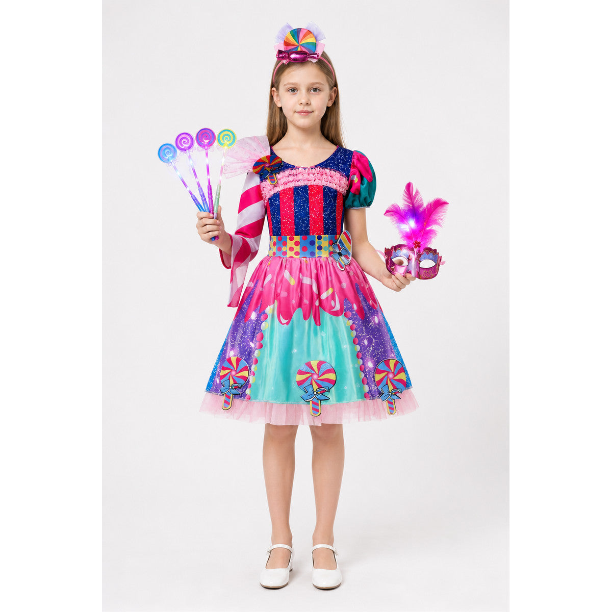 Children’s Carnival Dress with Candy Print main product view