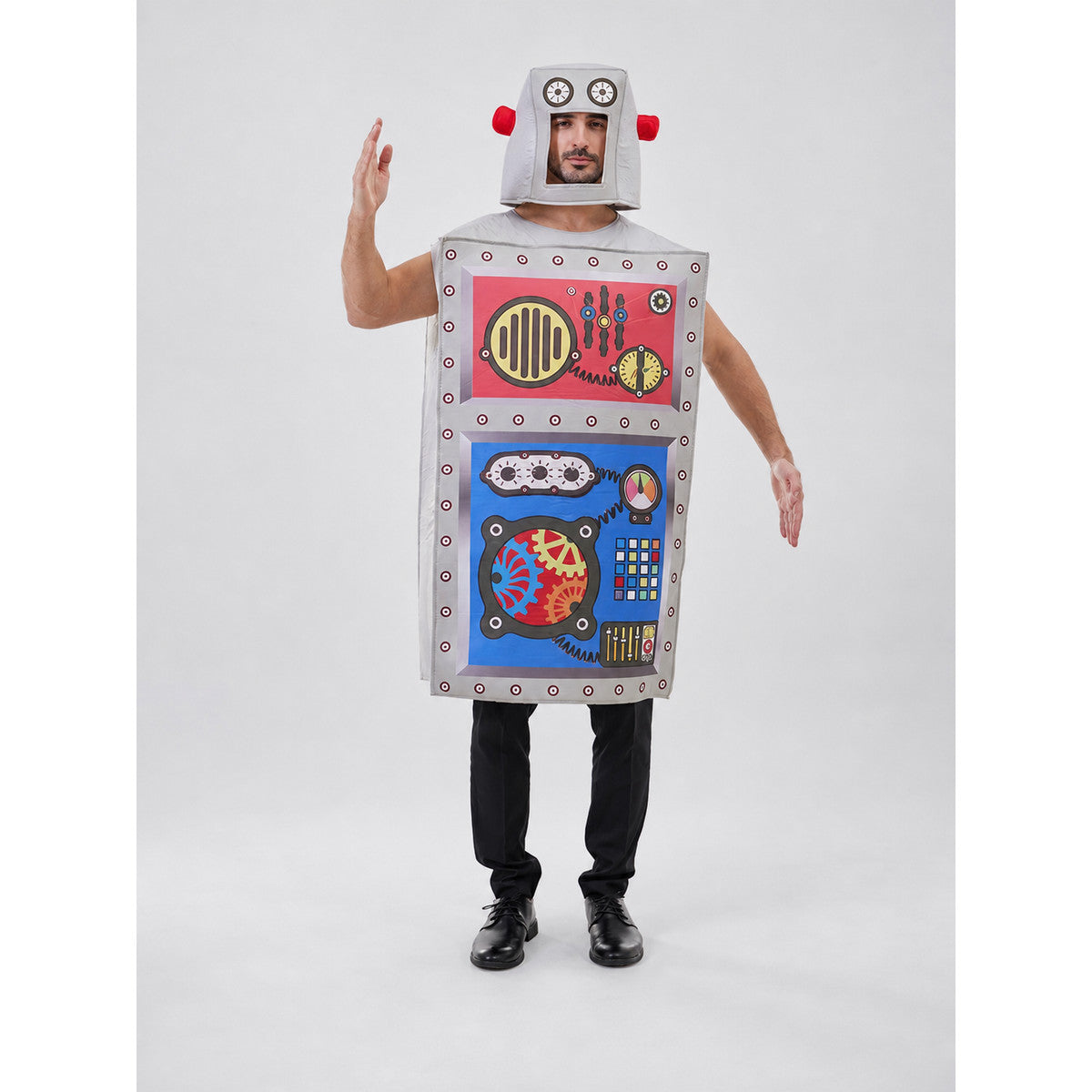 Robot Costume with Helmet for Halloween and Parties on-model view