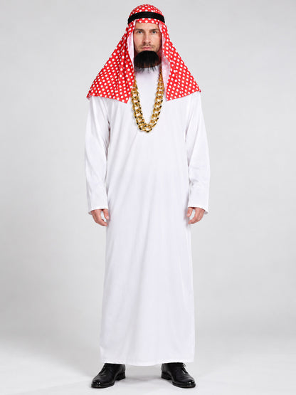 Adult Carnival Costume: White Robe, Chain, Beard