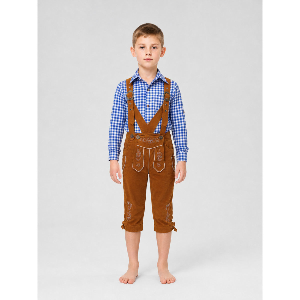 Costume Set with Suspenders, Shirt, and Pants front view