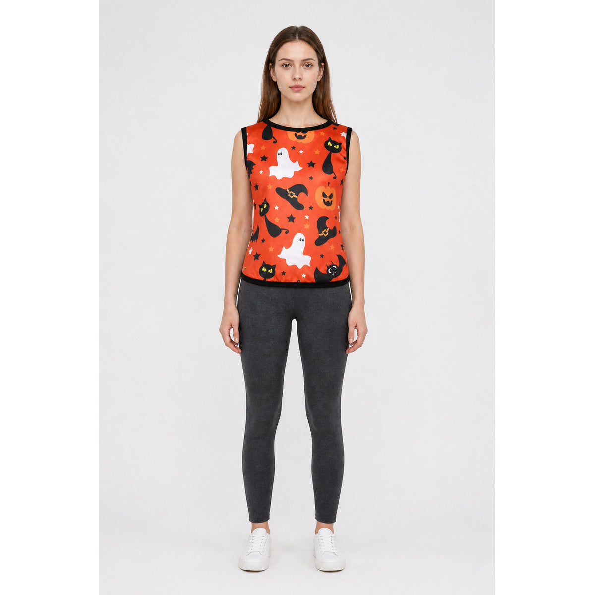Orange Pet Vest with Halloween Print main product view