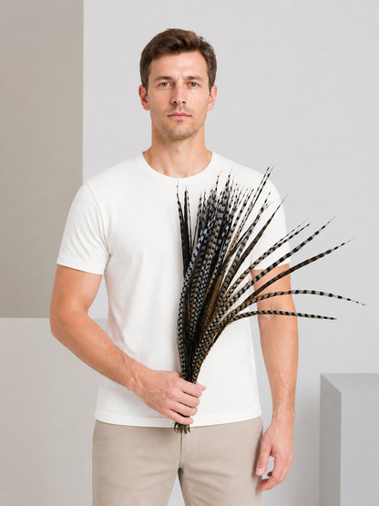 Decorative Black, White, and Brown Feather Bundle