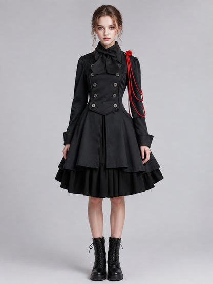 Gothic Dress with Bow and Back Lacing on-model view