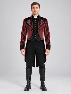 Burgundy carnival tailcoat with black lace