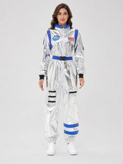 Silver NASA-Style Astronaut Jumpsuit Costume