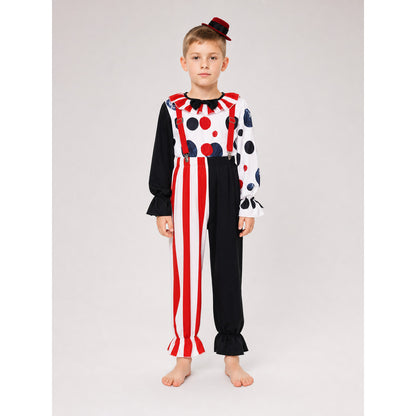 Clown cosplay costume with pants and hat on-model view