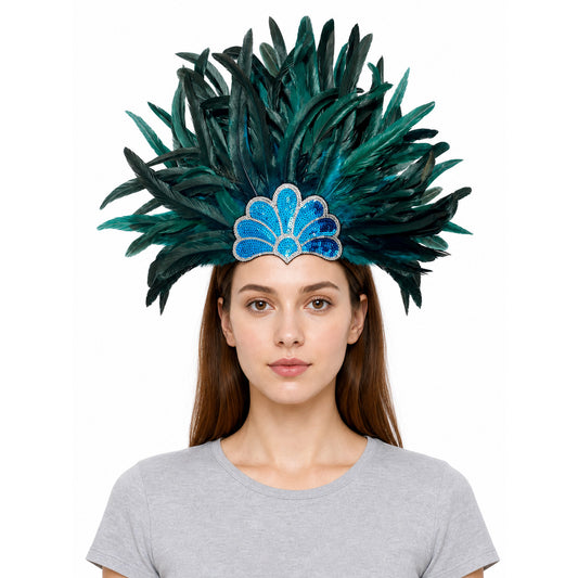 Carnival Headpiece with Blue Feathers