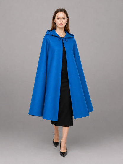Bright Blue Hooded Zip-Up Raincoat front view