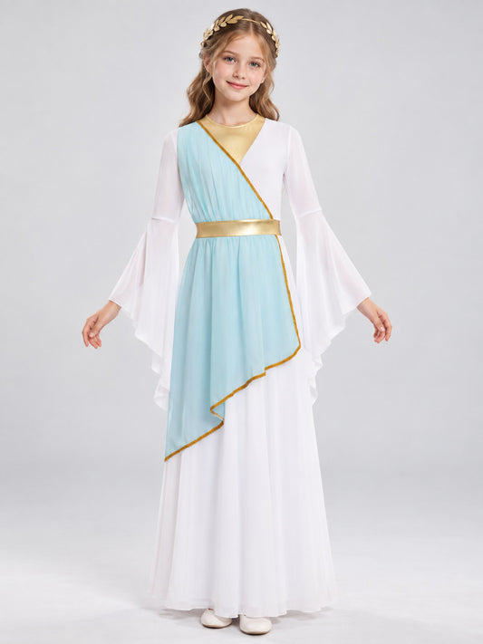Athena Costume with Cape and Flared Sleeves