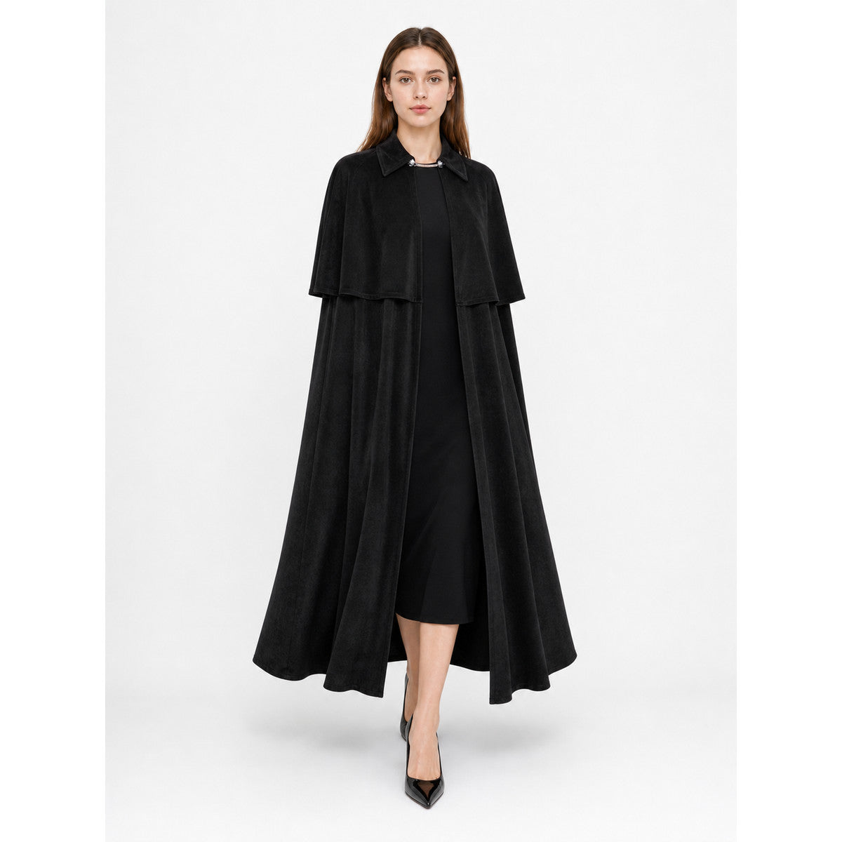 Black Carnival Cape with High Collar