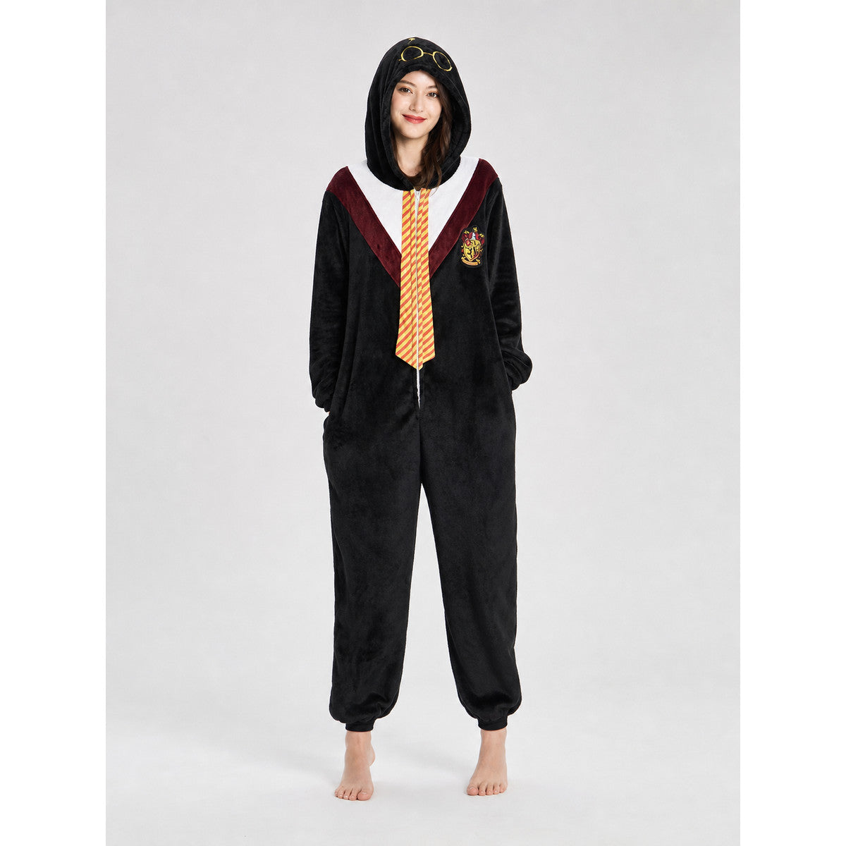 Wizard-Style Hooded Costume Jumpsuit