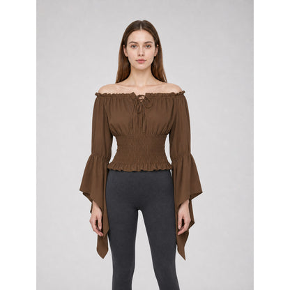 Cropped Ruffled Blouse with Front Tie