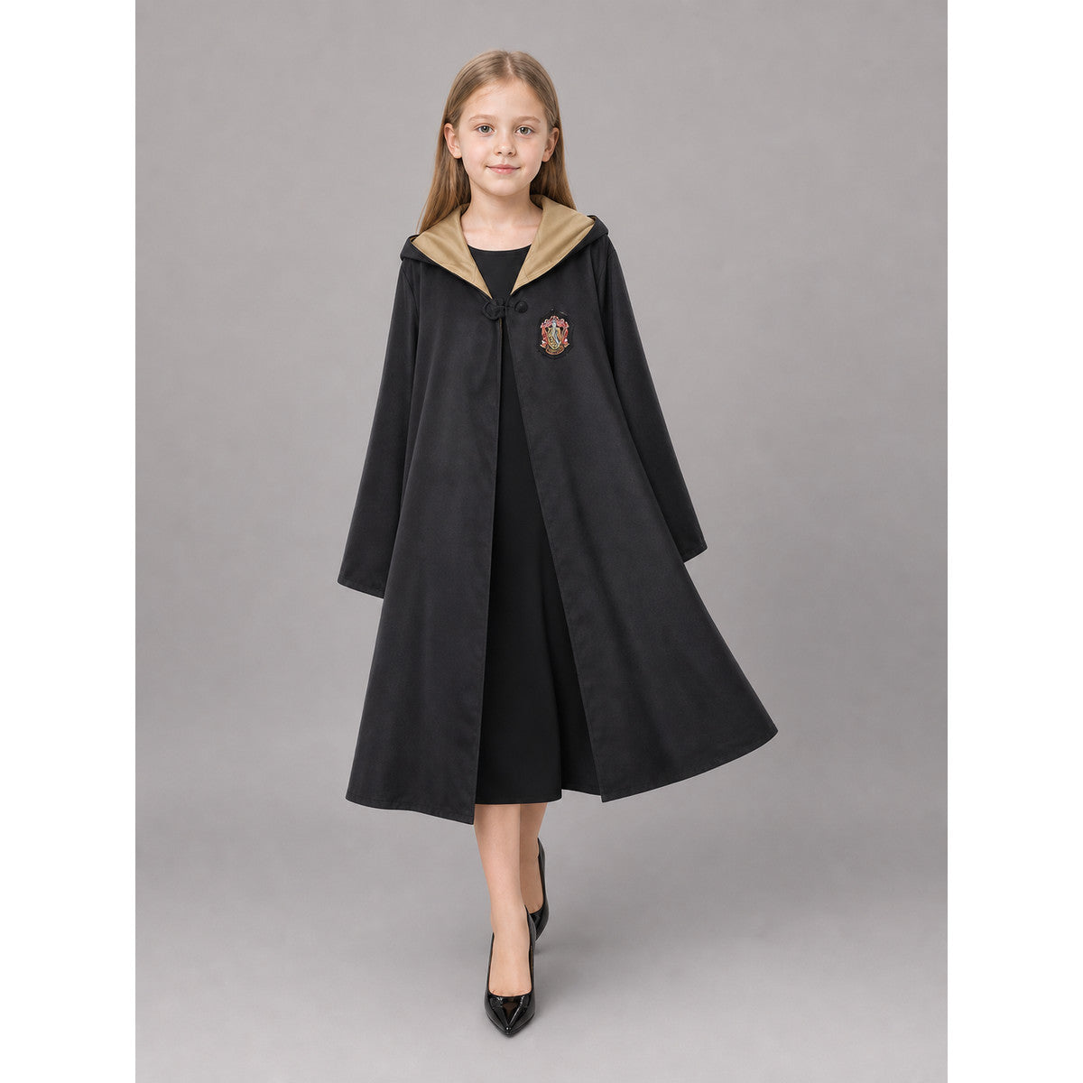 Black hooded carnival cloak for cosplay