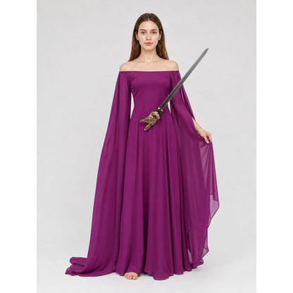 Purple Fantasy Dress with Long Sleeves