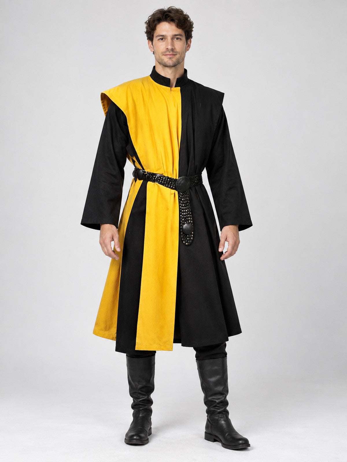 Yellow and Black Cosplay Costume with High Collar