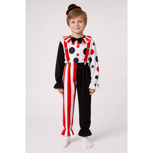 Clown Cosplay Costume with Hat and Suspenders