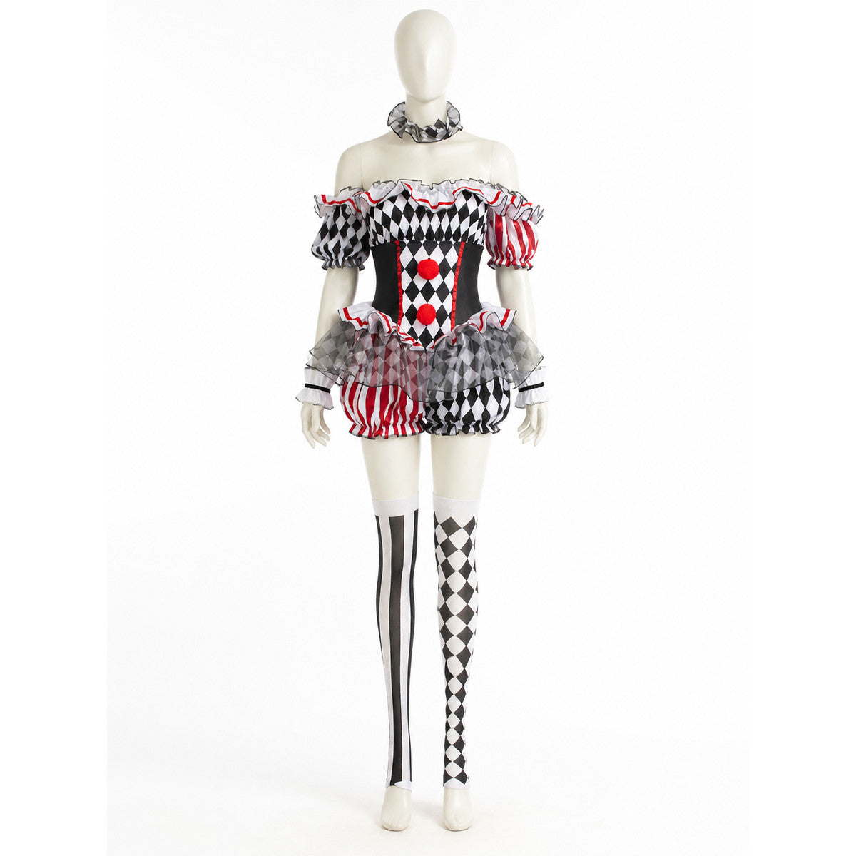 Clown Costume with Hat and Jabot on-model view