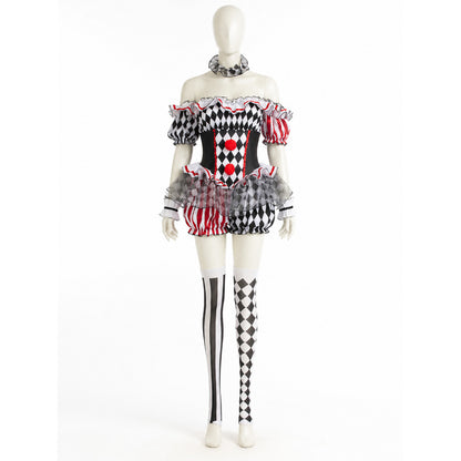 Clown Costume with Hat and Jabot on-model view
