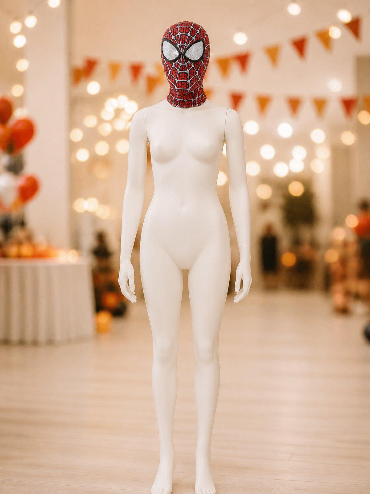Red-and-Black Full-Face Cosplay Mask back view