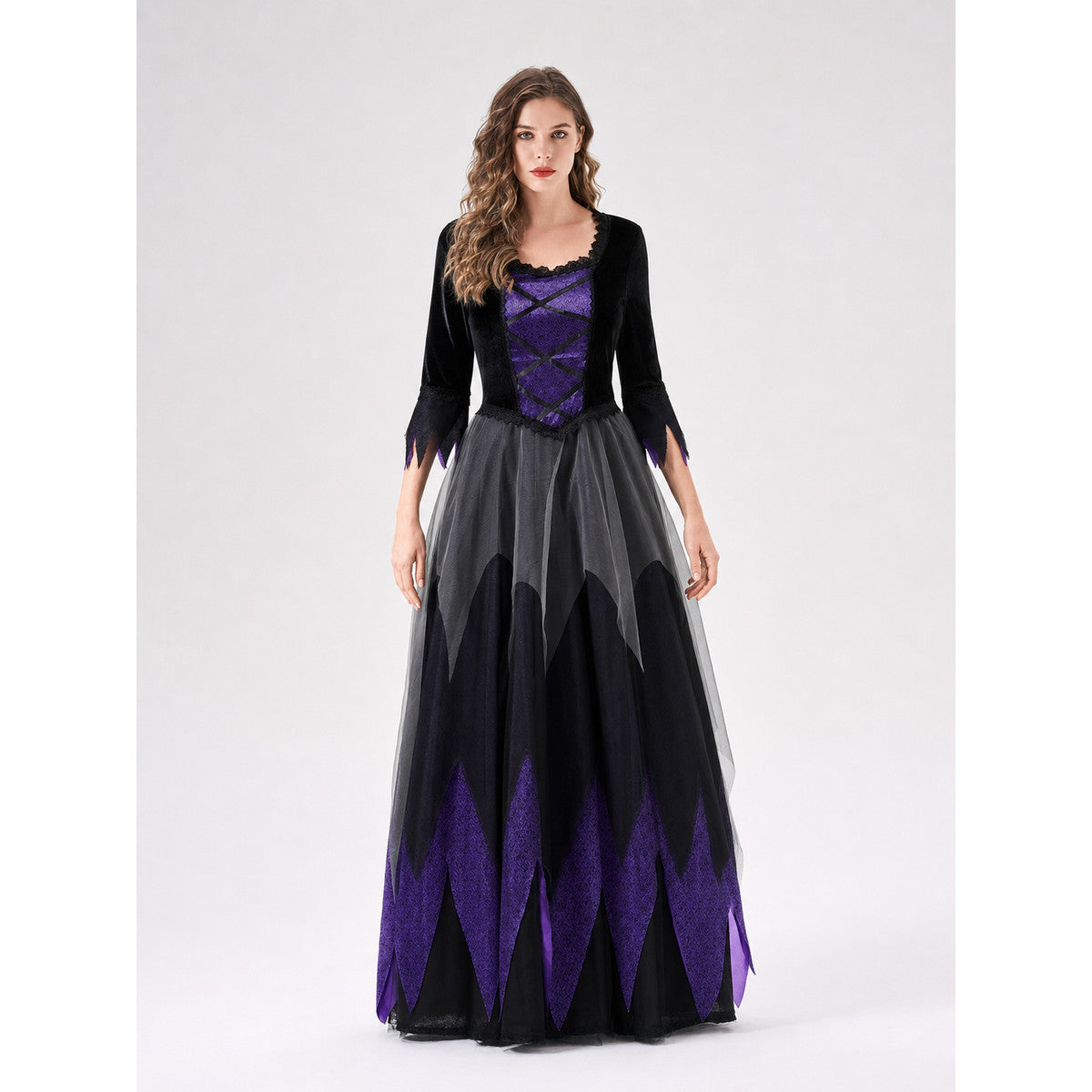 Cosplay Costume: Black and Purple Dress with Hat