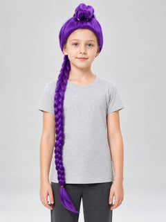 KPop Demon Hunters Rumi Purple Long Wig 120 cm with Braid and Bun