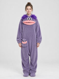 Purple Jumpsuit Pajama with Face Pocket