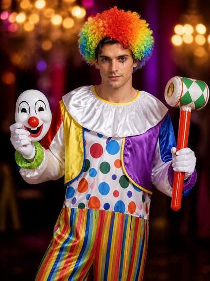 Striped Clown Costume for Carnivals and Performances on-model view