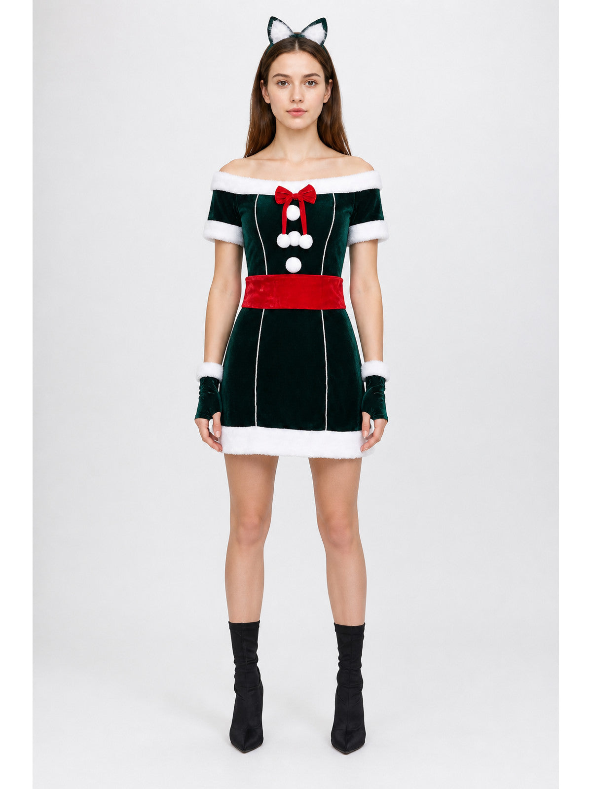 Short New Year's dress with fur trim