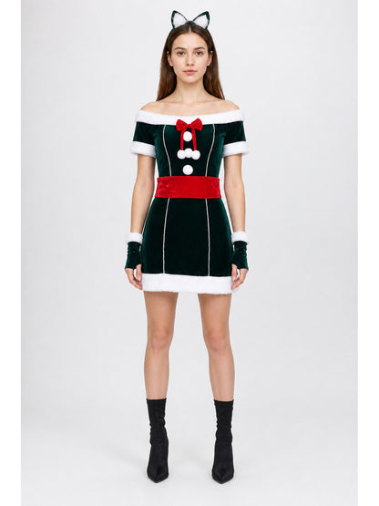 Short New Year's dress with fur trim