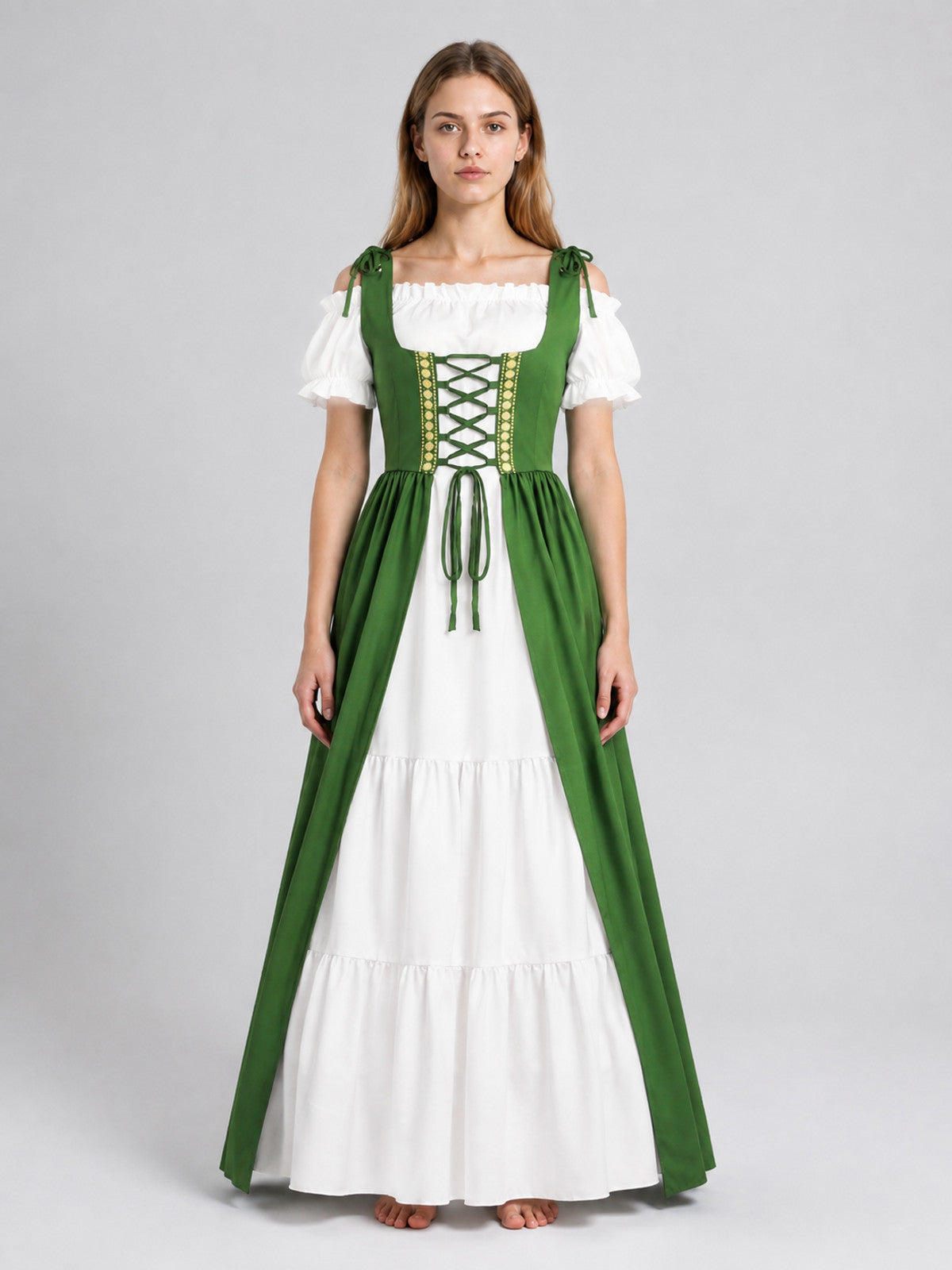 Historical Costume Dress with a Corset-Style Bodice on-model view