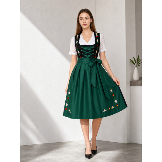 Dirndl-Style Dress with Bodice and Full Skirt