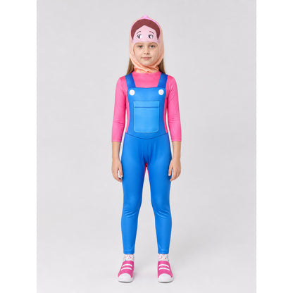 Ms. Rachel Cosplay Costume, Pink and Blue Jumpsuit on-model view