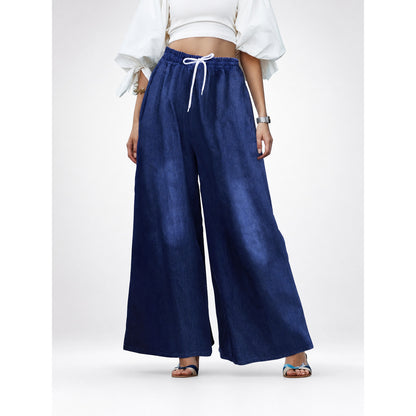Women's High-Waisted Wide-Leg Denim Pants