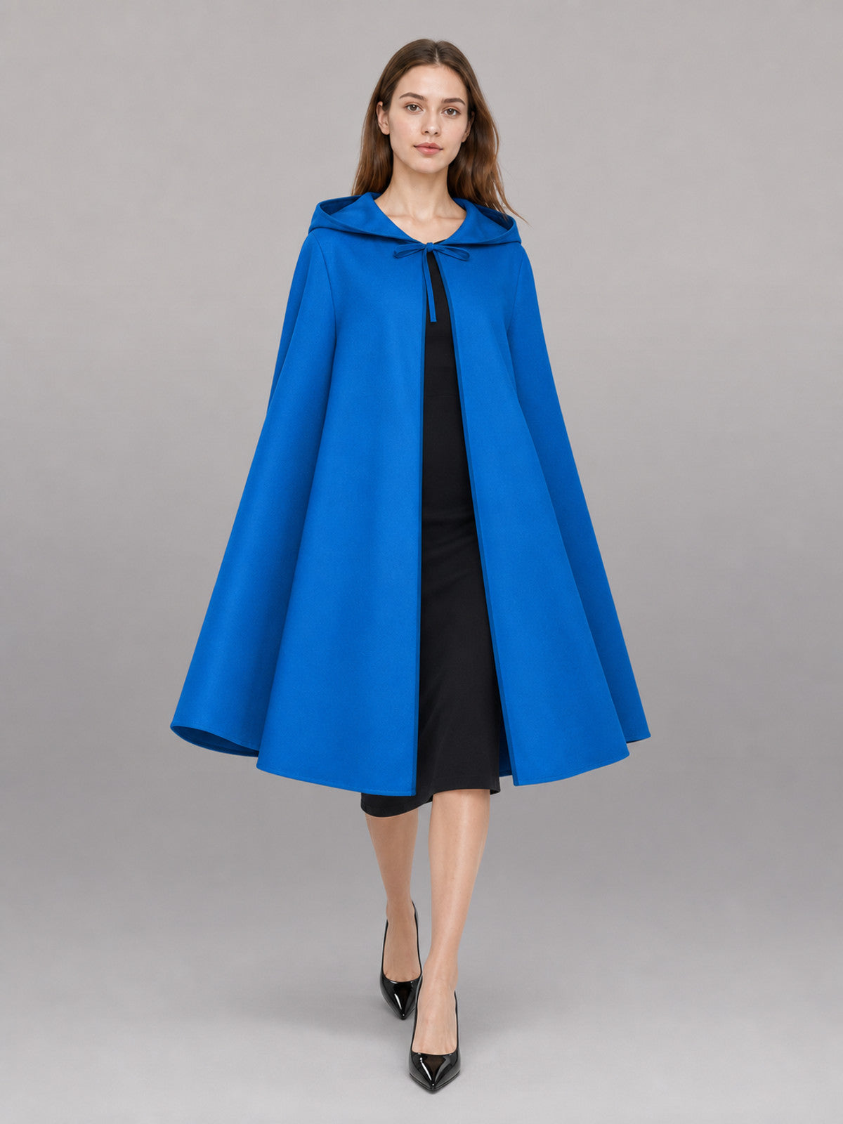 Blue Hooded Carnival Cloak with Zipper