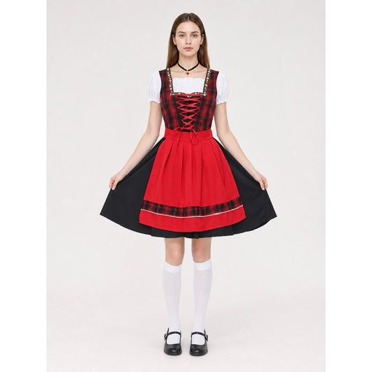 Plaid Oktoberfest-style costume dress