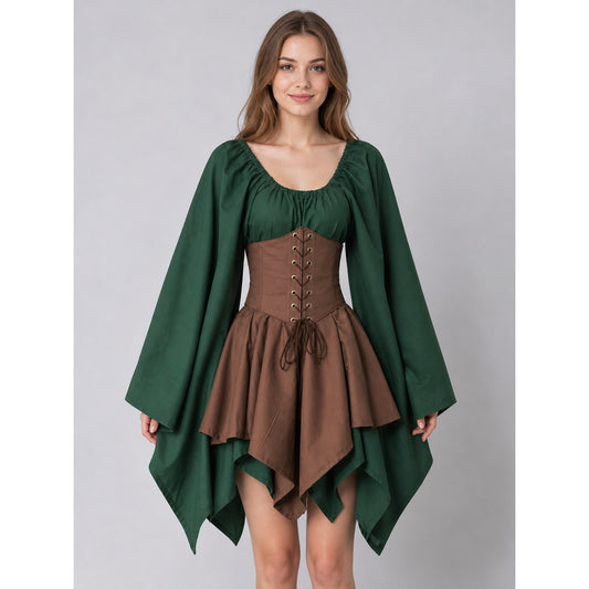 Fantasy Medieval Corset Top with Long Sleeves