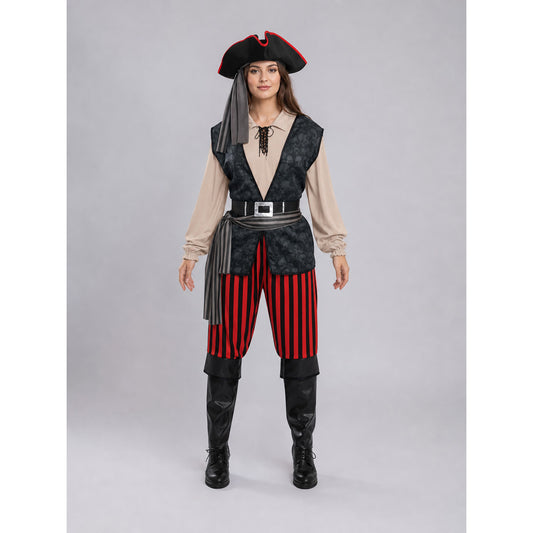Pirate Costume with Vest, Hat, and Belt